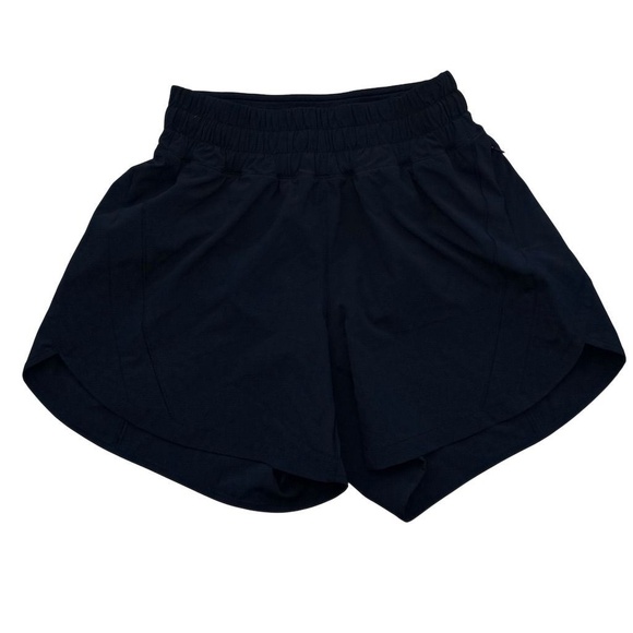 LULULEMON Hotty Hot Shorts Women's 4 Black Zipper Pocket Athlete Sporty Running - Picture 1 of 6